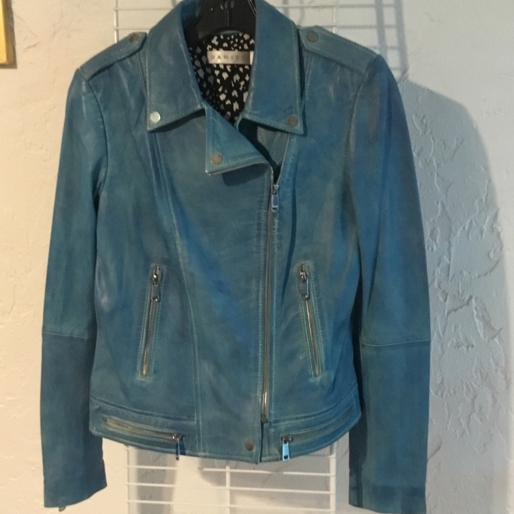 Danier Teal Leather Jacket